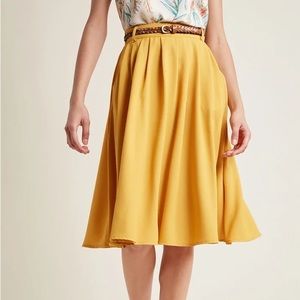 Breathtaking Tiger Lilies Midi Skirt By ModCloth (Mustard Yellow)